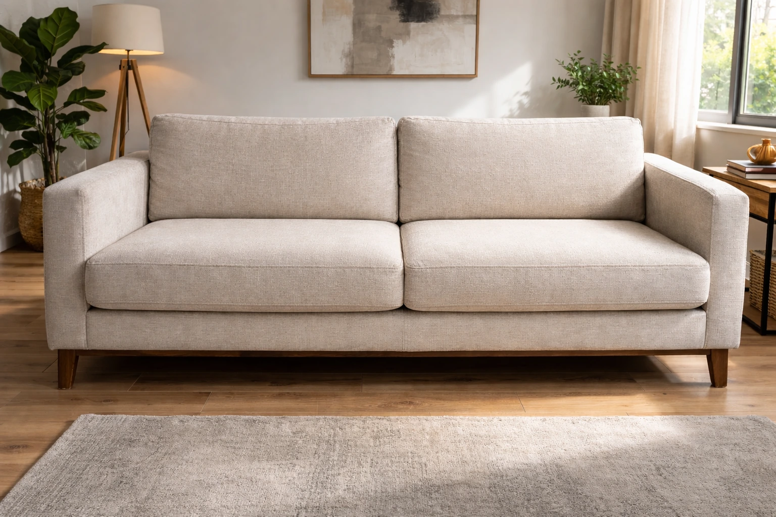 Sofá limpio y desinfectado después de limpieza profesional a domicilio en Madrid